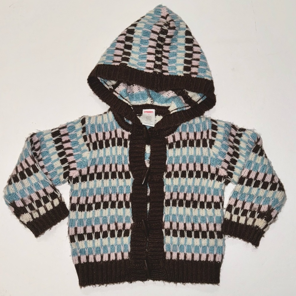 Gymboree girls sweater 3 3T Park City Luxe wool cardigan hoodie brown pink blue